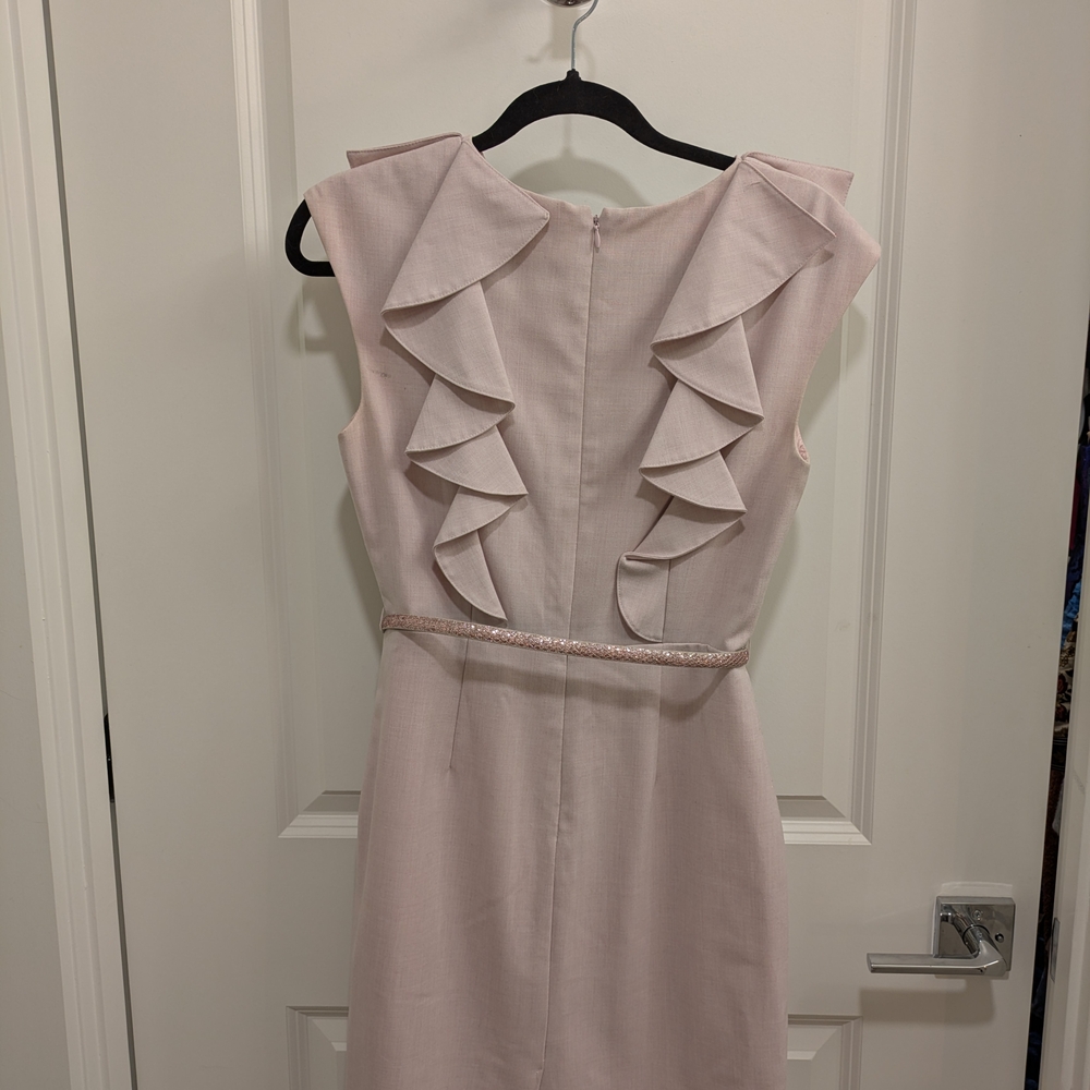 Calvin Klein Soft Pink Midi Dress with Ruffle Detail - Picture 5 of 8